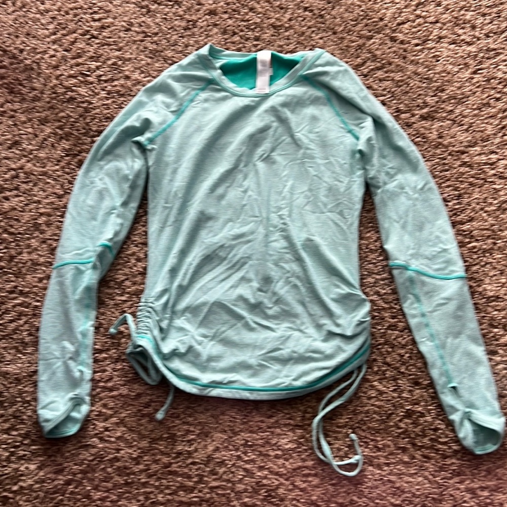 Lucy Tech Teal and White striped Women’s Long Sleeve Active Top Shirt S/P